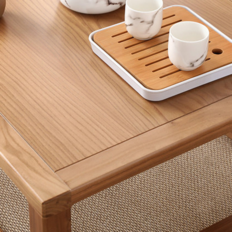 Traditional Japanese Eco-Friendly Engineered Wood Elm Wood Square Coffee Table 1-Tier For Living Room