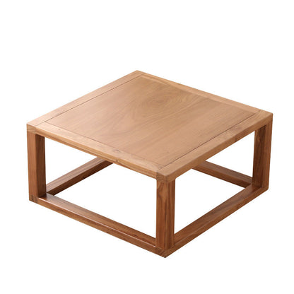 Traditional Japanese Eco-Friendly Engineered Wood Elm Wood Square Coffee Table 1-Tier For Living Room
