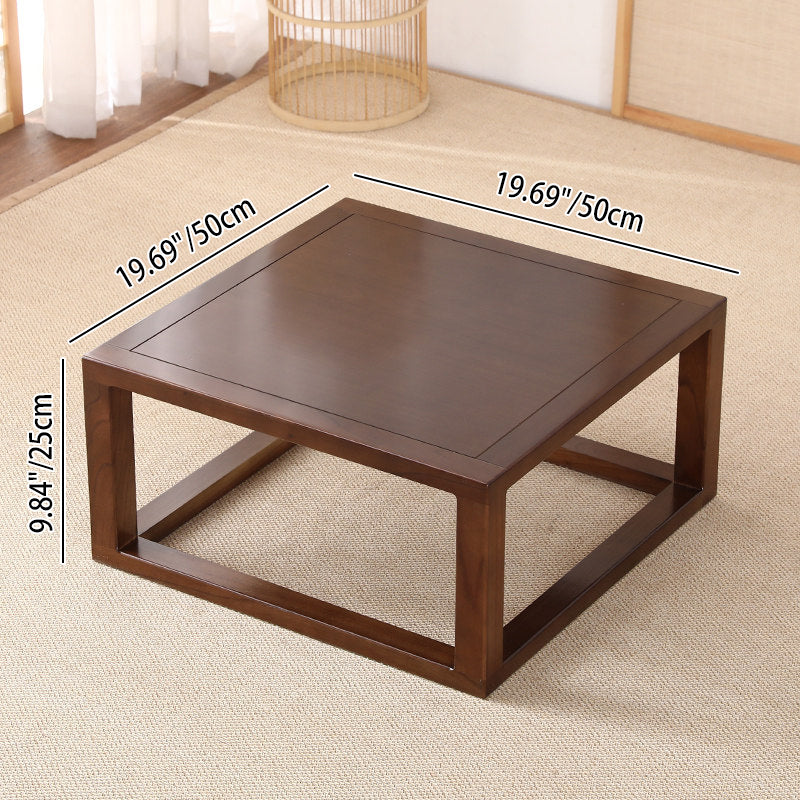 Traditional Japanese Eco-Friendly Engineered Wood Elm Wood Square Coffee Table 1-Tier For Living Room