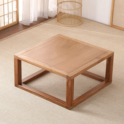Traditional Japanese Eco-Friendly Engineered Wood Elm Wood Square Coffee Table 1-Tier For Living Room