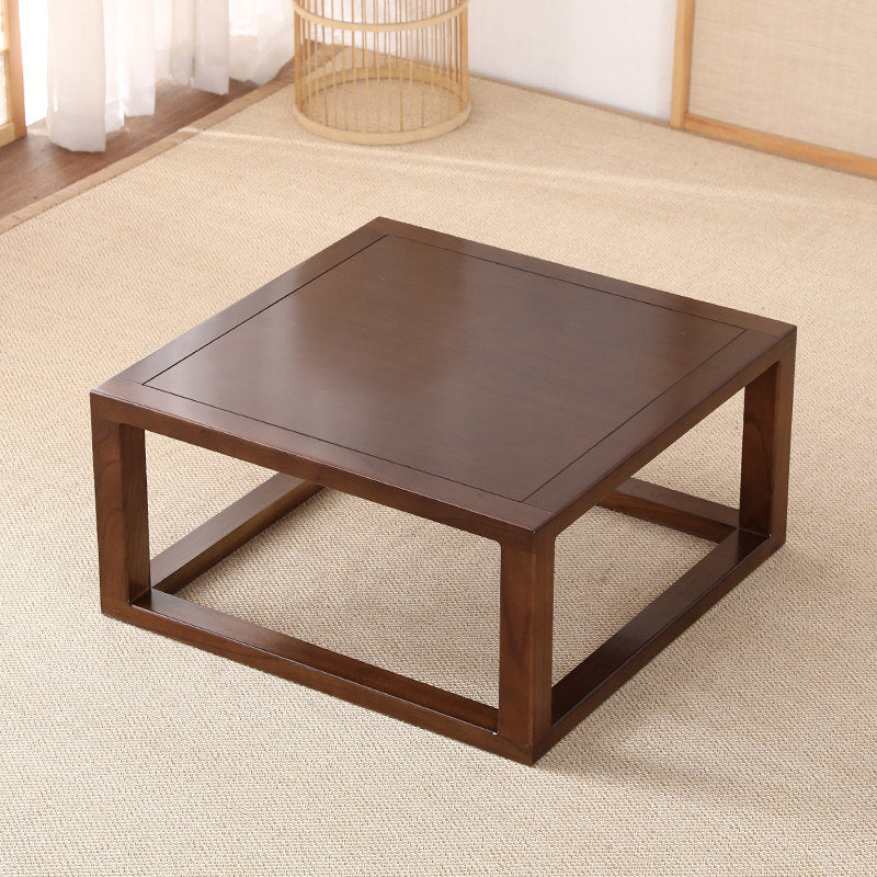 Traditional Japanese Eco-Friendly Engineered Wood Elm Wood Square Coffee Table 1-Tier For Living Room