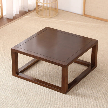 Traditional Japanese Eco-Friendly Engineered Wood Elm Wood Square Coffee Table 1-Tier For Living Room