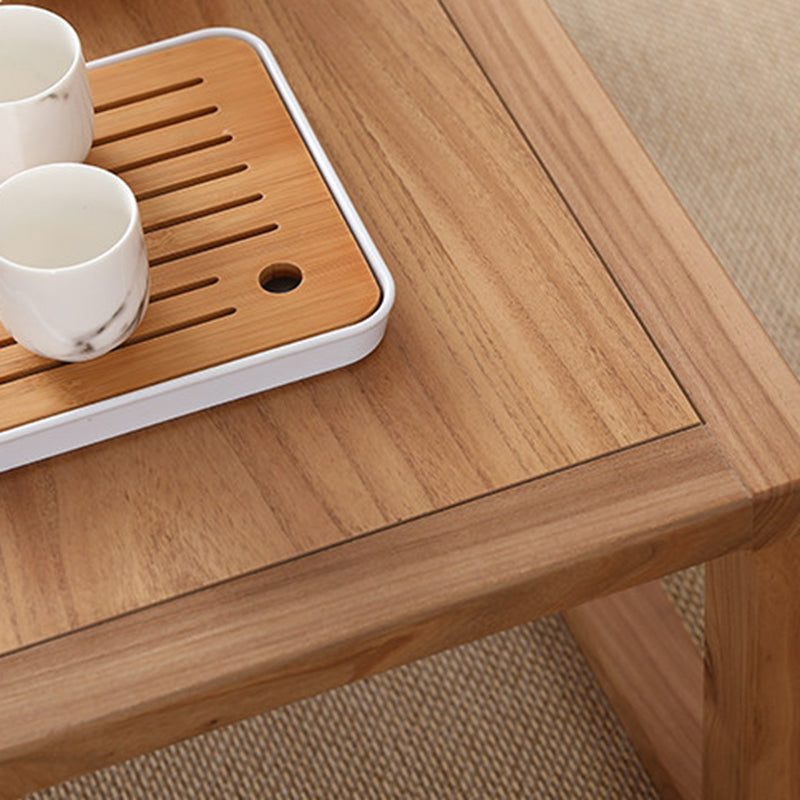 Traditional Japanese Eco-Friendly Engineered Wood Elm Wood Square Coffee Table 1-Tier For Living Room