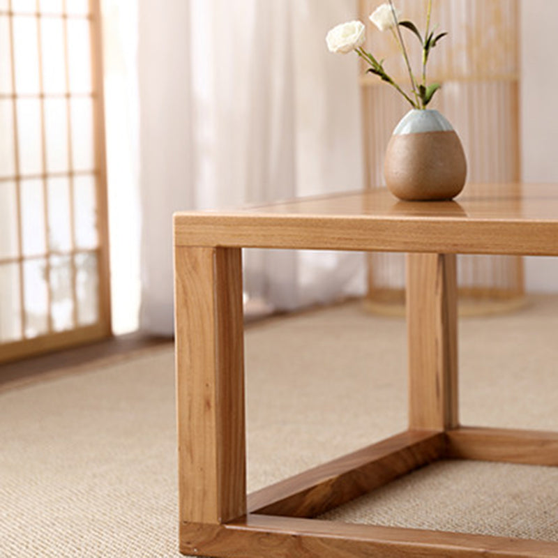 Traditional Japanese Eco-Friendly Engineered Wood Elm Wood Square Coffee Table 1-Tier For Living Room