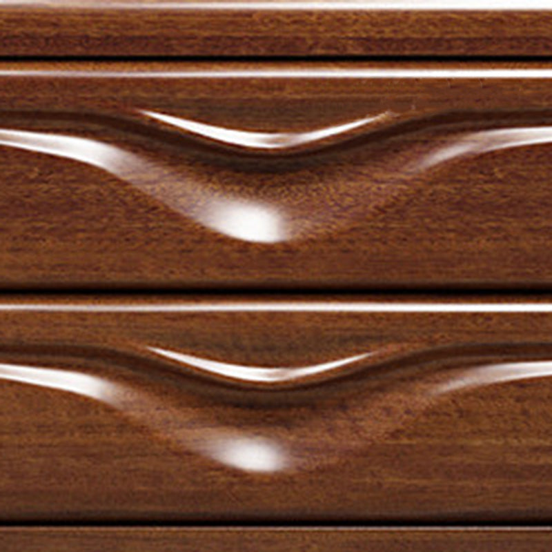 Traditional Vintage Walnut Wood Rounded Rectangular Coffee Table 4-Drawer For Living Room