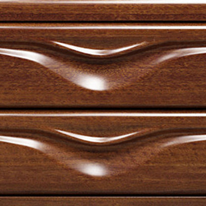 Traditional Vintage Walnut Wood Rounded Rectangular Coffee Table 4-Drawer For Living Room
