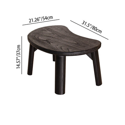 Traditional Japanese Paulownia Wood Bean-Shaped Curved Coffee Table 1-Tier For Living Room