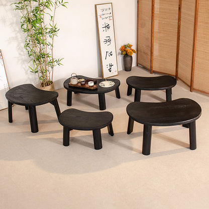 Traditional Japanese Paulownia Wood Bean-Shaped Curved Coffee Table 1-Tier For Living Room