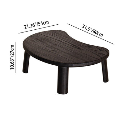 Traditional Japanese Paulownia Wood Bean-Shaped Curved Coffee Table 1-Tier For Living Room