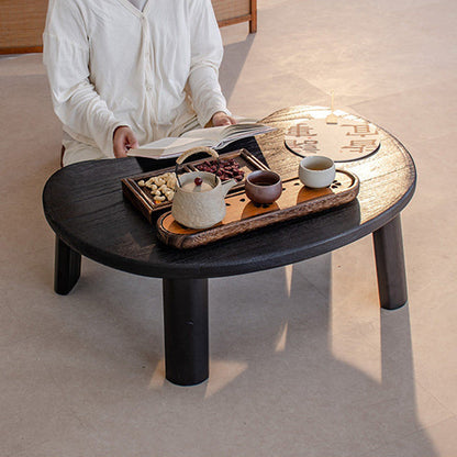 Traditional Japanese Paulownia Wood Bean-Shaped Curved Coffee Table 1-Tier For Living Room