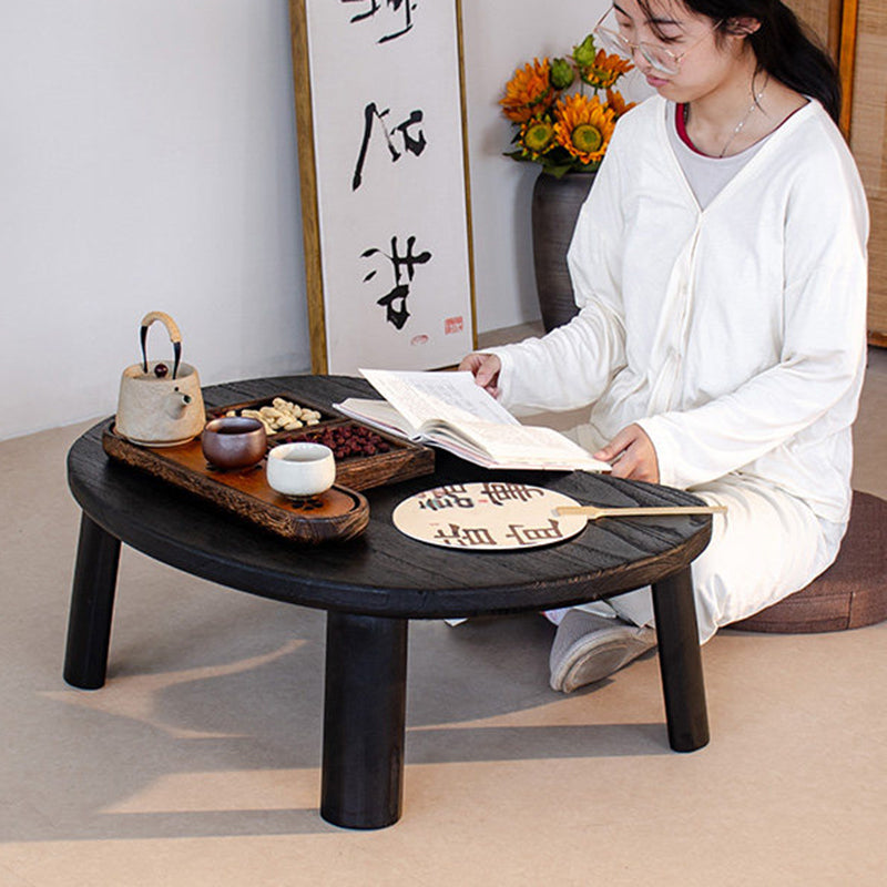 Traditional Japanese Paulownia Wood Bean-Shaped Curved Coffee Table 1-Tier For Living Room