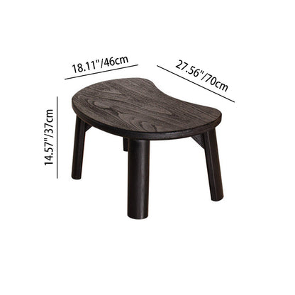 Traditional Japanese Paulownia Wood Bean-Shaped Curved Coffee Table 1-Tier For Living Room