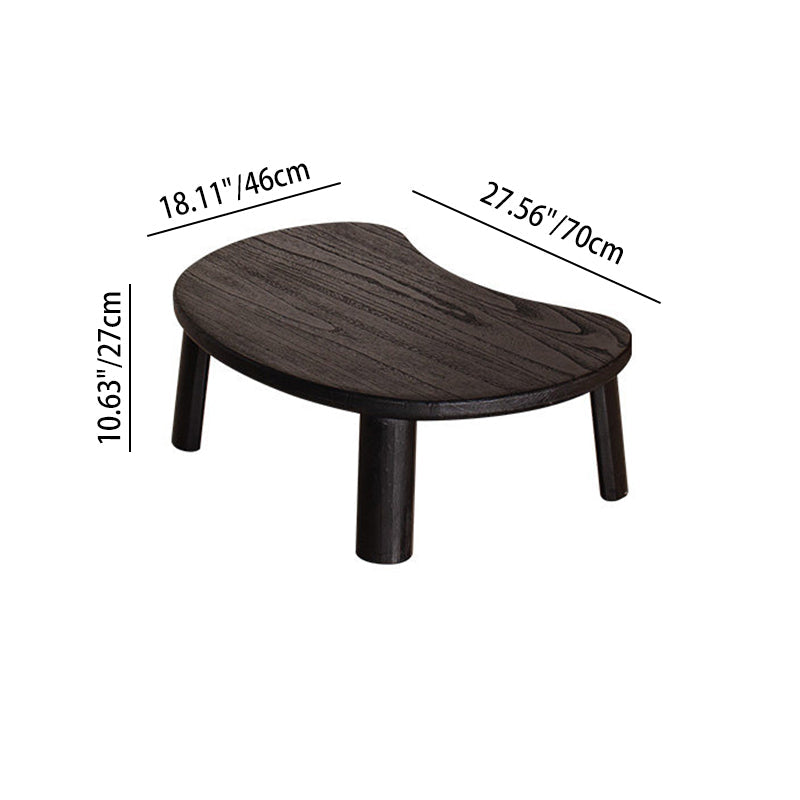 Traditional Japanese Paulownia Wood Bean-Shaped Curved Coffee Table 1-Tier For Living Room