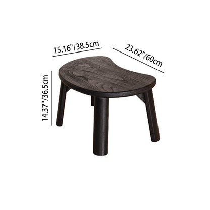 Traditional Japanese Paulownia Wood Bean-Shaped Curved Coffee Table 1-Tier For Living Room