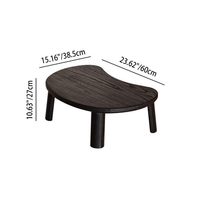 Traditional Japanese Paulownia Wood Bean-Shaped Curved Coffee Table 1-Tier For Living Room
