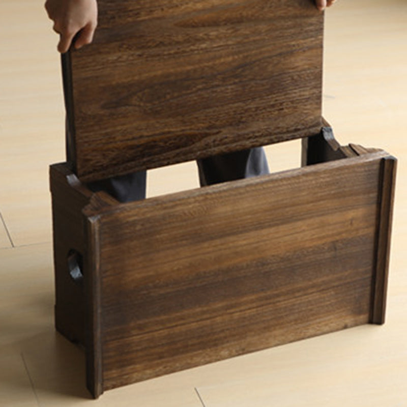 Traditional Japanese Paulownia Wood Foldable Rectangular Coffee Table 2-Tier For Living Room