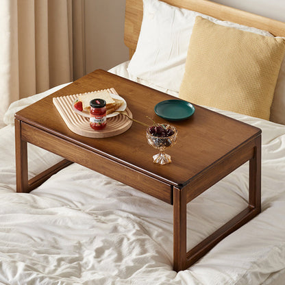 Traditional Japanese Bamboo Rectangular Recessed Coffee Table 1-2 Drawers For Living Room