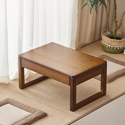Traditional Japanese Bamboo Rectangular Recessed Coffee Table 1-2 Drawers For Living Room