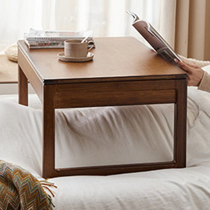 Traditional Japanese Bamboo Rectangular Recessed Coffee Table 1-2 Drawers For Living Room