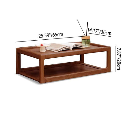 Modern Minimalist Oak Wood Rectangular Coffee Table 2-Tier For Living Room