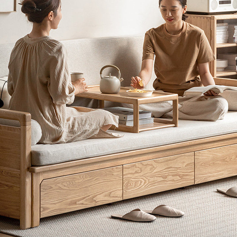 Modern Minimalist Oak Wood Rectangular Coffee Table 2-Tier For Living Room