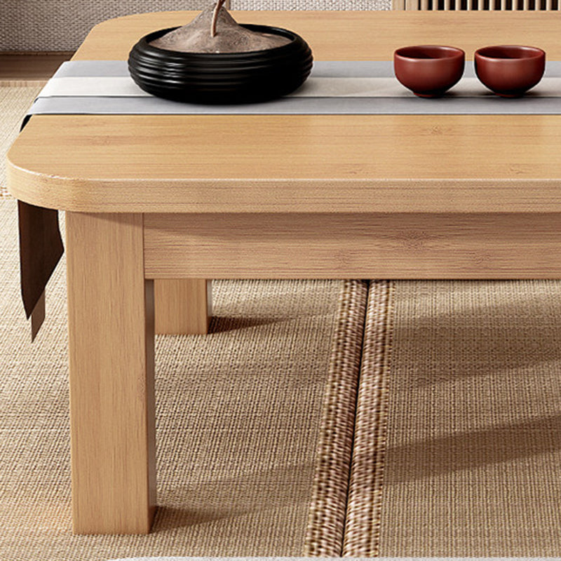 Traditional Japanese Bamboo Rounded Square Coffee Table 1-Tier For Living Room