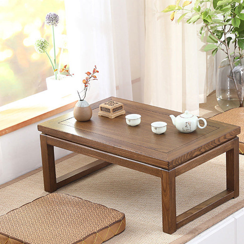 Traditional Japanese Elm Wood Rectangular Coffee Table 1-Tier For Living Room