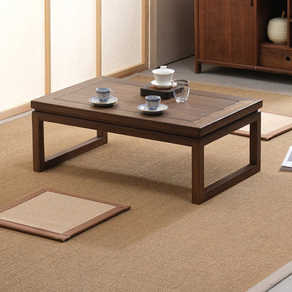 Traditional Japanese Elm Wood Rectangular Coffee Table 1-Tier For Living Room