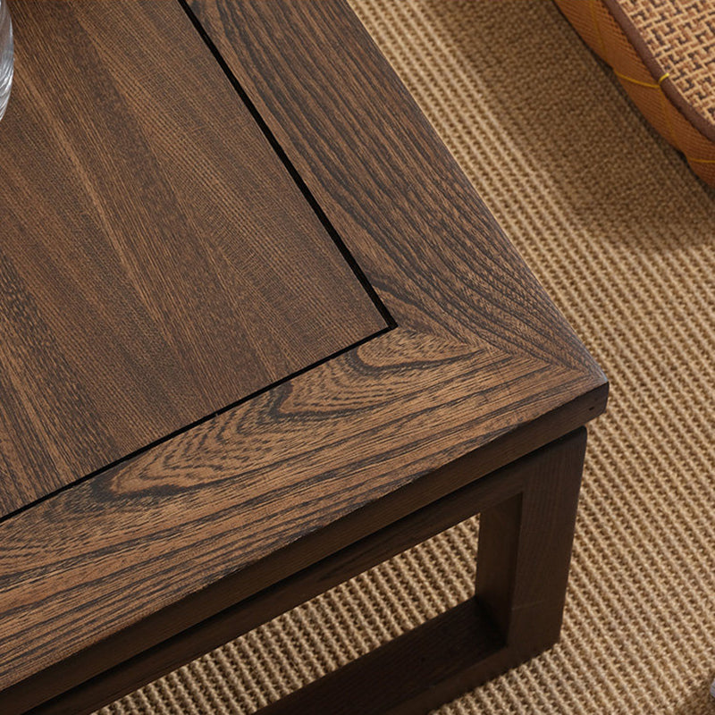 Traditional Japanese Elm Wood Rectangular Coffee Table 1-Tier For Living Room