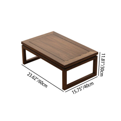 Traditional Japanese Elm Wood Rectangular Coffee Table 1-Tier For Living Room