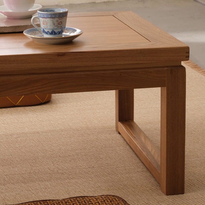 Traditional Japanese Elm Wood Rectangular Coffee Table 1-Tier For Living Room