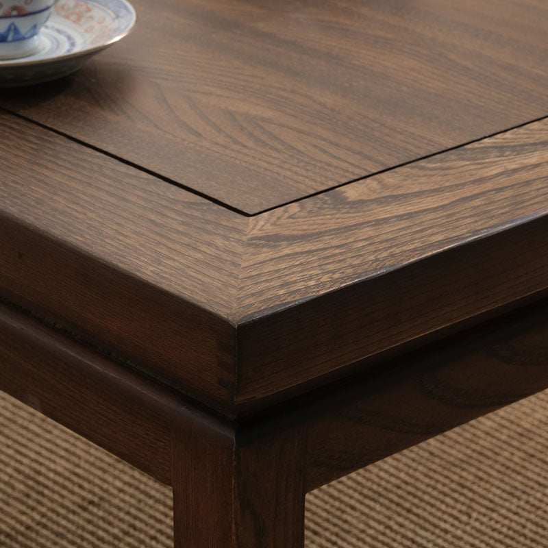 Traditional Japanese Elm Wood Rectangular Coffee Table 1-Tier For Living Room
