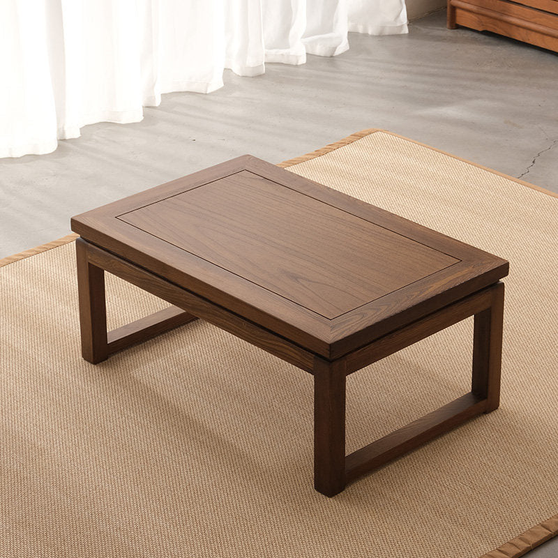Traditional Japanese Elm Wood Rectangular Coffee Table 1-Tier For Living Room