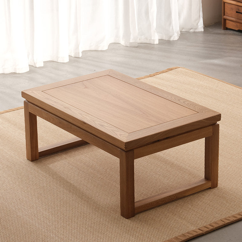 Traditional Japanese Elm Wood Rectangular Coffee Table 1-Tier For Living Room