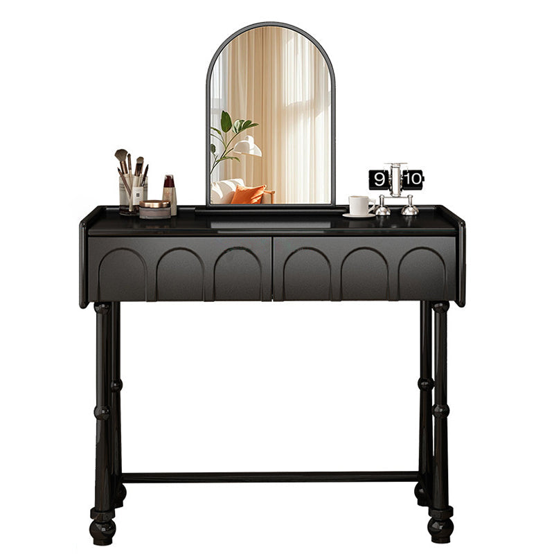 Traditional Vintage Plywood Pine Glass Arched Rectangular Makeup Vanity 1/2 Drawers For Bedroom