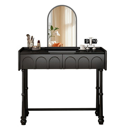 Traditional Vintage Plywood Pine Glass Arched Rectangular Makeup Vanity 1/2 Drawers For Bedroom