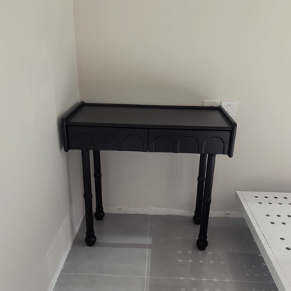 Traditional Vintage Plywood Pine Glass Arched Rectangular Makeup Vanity 1/2 Drawers For Bedroom