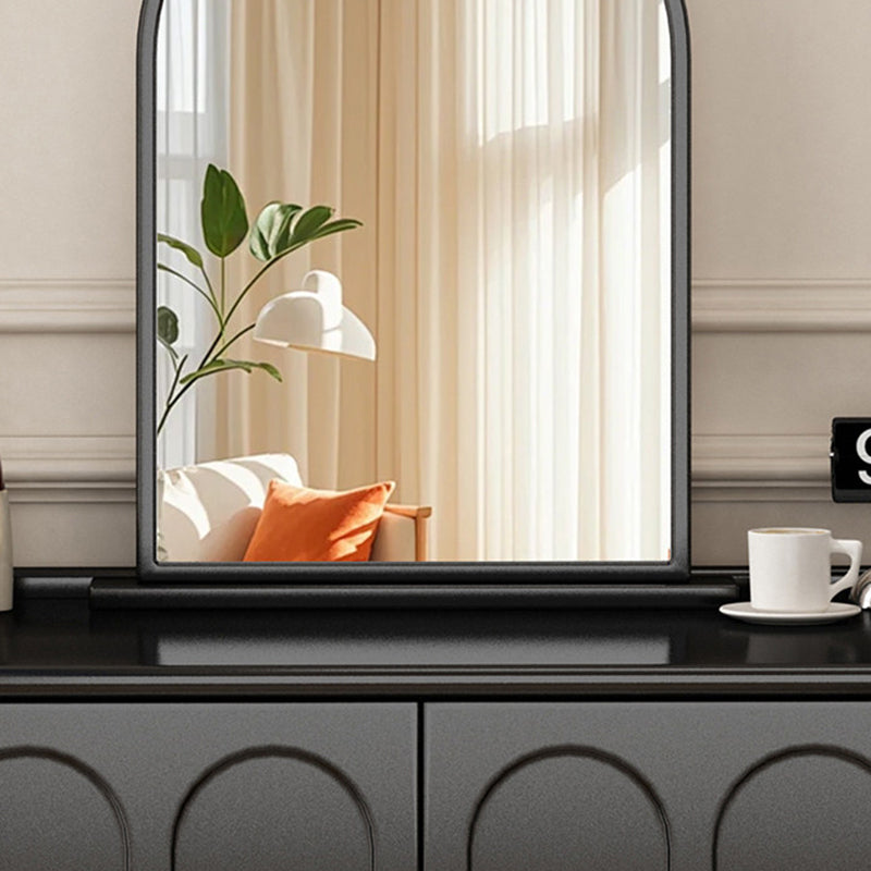 Traditional Vintage Plywood Pine Glass Arched Rectangular Makeup Vanity 1/2 Drawers For Bedroom