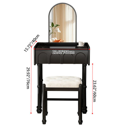 Traditional Vintage Plywood Pine Glass Arched Rectangular Makeup Vanity 1/2 Drawers For Bedroom
