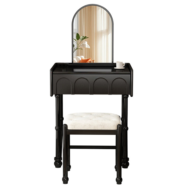 Traditional Vintage Plywood Pine Glass Arched Rectangular Makeup Vanity 1/2 Drawers For Bedroom