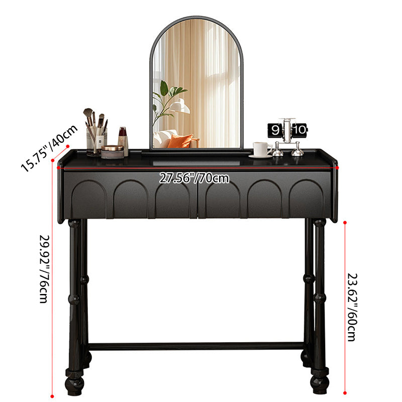 Traditional Vintage Plywood Pine Glass Arched Rectangular Makeup Vanity 1/2 Drawers For Bedroom