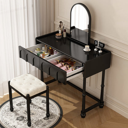 Traditional Vintage Plywood Pine Glass Arched Rectangular Makeup Vanity 1/2 Drawers For Bedroom
