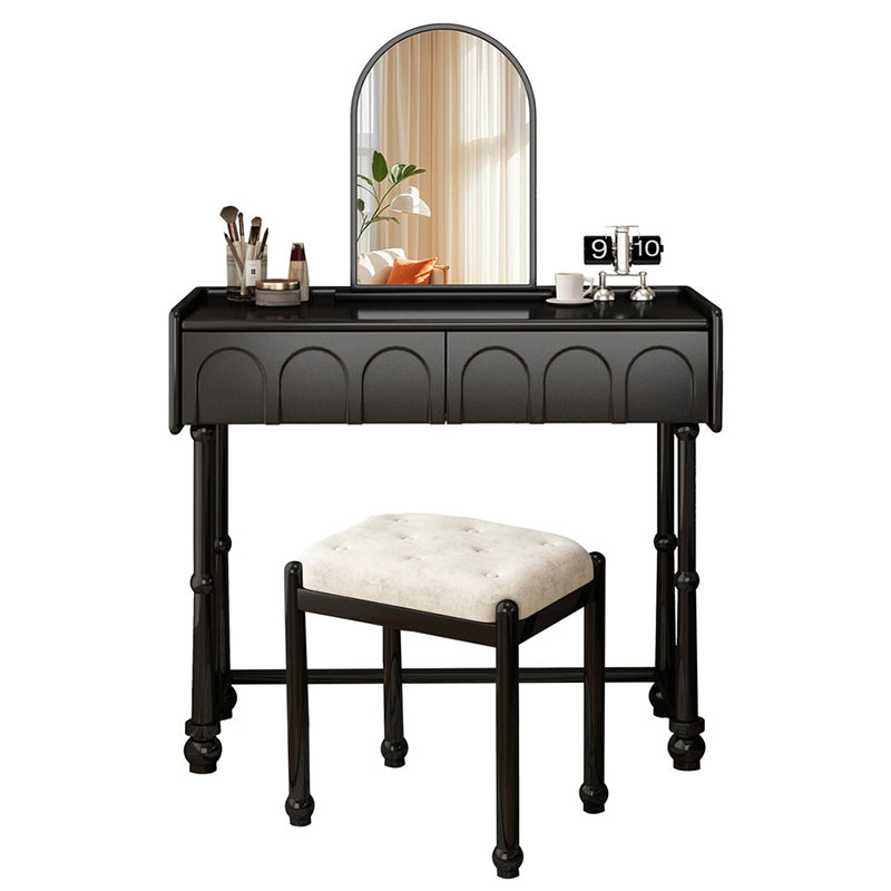 Traditional Vintage Plywood Pine Glass Arched Rectangular Makeup Vanity 1/2 Drawers For Bedroom