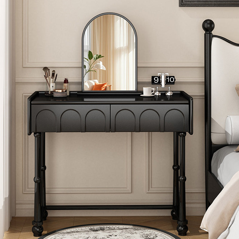 Traditional Vintage Plywood Pine Glass Arched Rectangular Makeup Vanity 1/2 Drawers For Bedroom