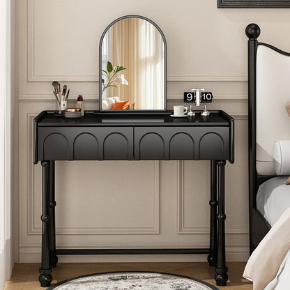 Traditional Vintage Plywood Pine Glass Arched Rectangular Makeup Vanity 1/2 Drawers For Bedroom