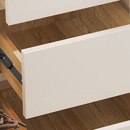 Modern Minimalist Plywood Pine Glass Rounded Rectangular Makeup Vanity 2-Drawer For Bedroom