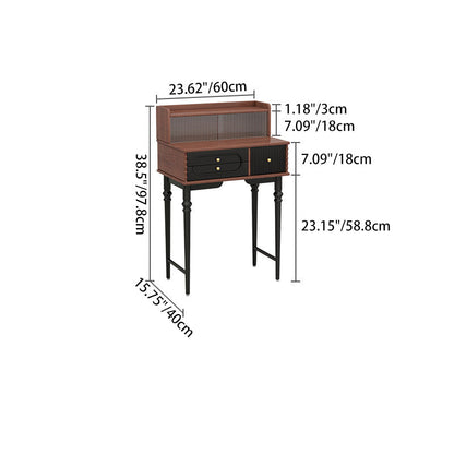 Traditional French Plywood Cylindrical Rectangular Makeup Vanity 3-Drawer For Bedroom