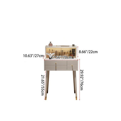 Traditional French MDF Iron Glass Sintered Stone Rectangular Fluted Cylindrical Makeup Vanity 3-Drawer For Bedroom