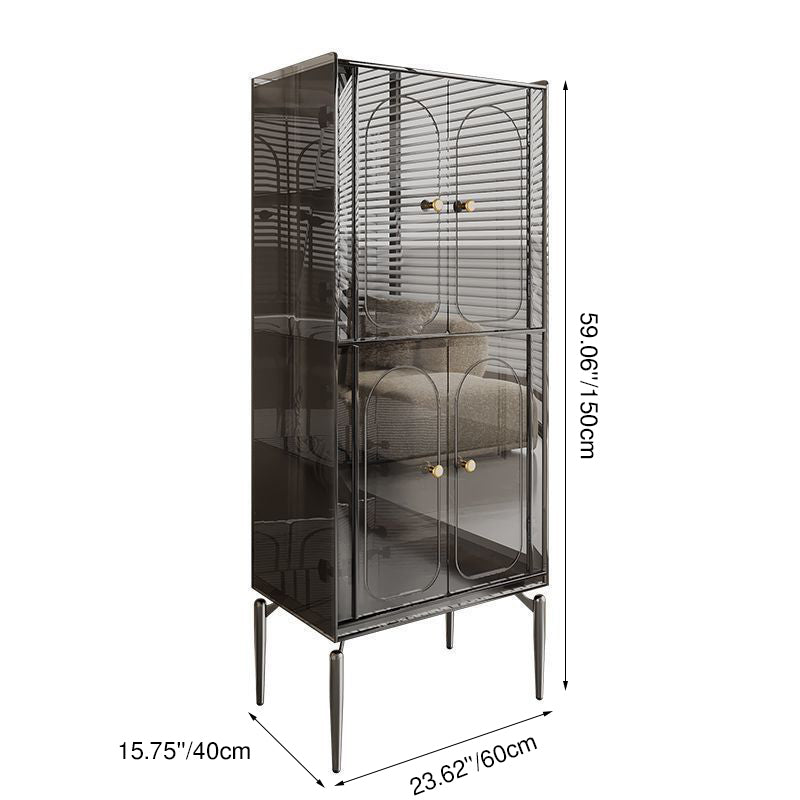 Modern Luxury Acrylic Carbon Steel Rectangular Storage Cabinet 2/4 Tiers For Living Room