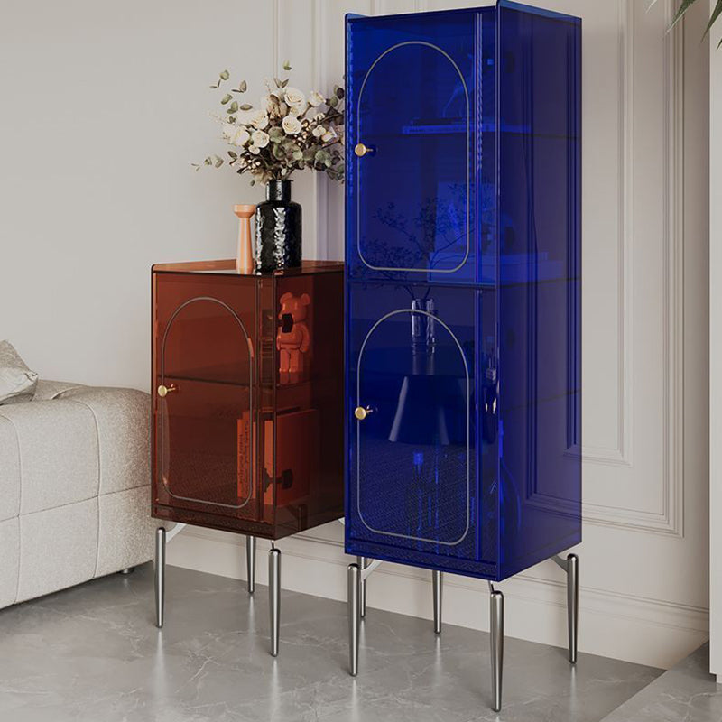 Modern Luxury Acrylic Carbon Steel Rectangular Storage Cabinet 2/4 Tiers For Living Room